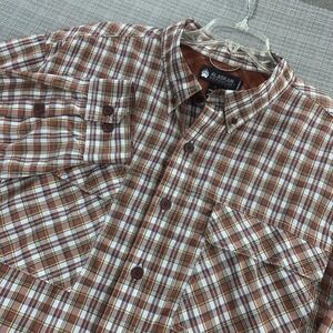 Alaskan Hardgear Fishing Shirt Mens 2XL Tall Vented Brown Plaid Outdoor